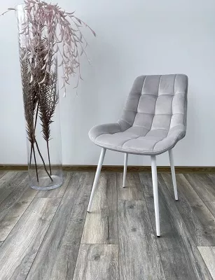 Стул ХОФМАН, цвет H-09 Светло-серый, велюр / белый каркас М-City Стул ХОФМАН, цвет H-09 Светло-серый, велюр / белый каркас М-City