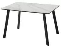 Стол ТИК ТАК 120  Белый мрамор активный, керамика / Черный каркас М-City