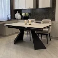 Стол ОРИГАМИ  240 AURA IVORY, керамика / Черный каркас М-City