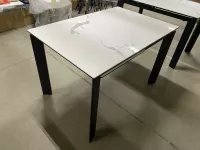 Стол КОРНЕР (CORNER) 120 цвет БЕЛЫЙ МРАМОР (HIGH GLOSS STATUARIO) керамика, стекло/ ЧЕРНЫЙ, ®DISAUR