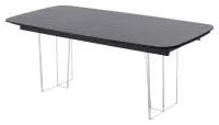 Стол ЛАУРИТЦ (LAURITS) 200 цвет ЧЕРНЫЙ (GREY), стекло BUBBLE  / Прозрачный каркас ®DISAUR