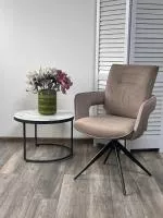 Стул KINNET 360 град. поворот.  MOHAIR-440 / CASTEL-20 Шоколадный,ткань/ Тем.-серый каркас, ®DISAUR