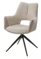 Стул ДАВЕН (DAVEN) 360 град, цвет КРЕМОВЫЙ RIELY-111 / G1038-10, ткань / ТЕМНО-СЕРЫЙ каркас, ®DISAUR