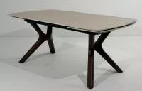 Стол КИРАН (KIRAN) 180 БЕЖЕВЫЙ МРАМОР (MATTE SICILY BEIGE SOLID CERAMIC) / Орех темный, ®DISAUR