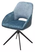 Стул БЕРРИС (BERRIES) 360 град. Синий Loris-37, велюр / темно-синий 7525-56 / черный каркас, DISAUR