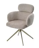 Стул САМУЭЛЬ (SAMUEL 360 град, цвет МОЛОЧНЫЙ SOLO-111, ткань / ШАМПАНЬ каркас, ®DISAUR