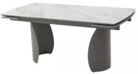 Стол ОЛЬХОН 180 БЕЛЫЙ МРАМОР МАТОВЫЙ , керамика / Черный каркас, М-City