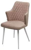 Стул ГЕРМАН (HERMAN) БЕЖЕВЫЙ #5, велюр / белый каркас