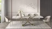 Стол PALACIO 180  KL-188 Контрастный мрамор матовый, итальянская керамика/ Шампань, ®DISAUR