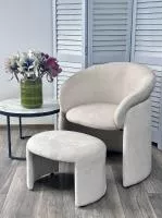 Кресло+оттоманка HUG AT5139-09 Св. бежевый, ткань/каркас металл в обивке AT5139-09 ®DISAUR Кресло+оттоманка HUG AT5139-09 Св. бежевый, ткань/каркас металл в обивке AT5139-09 ®DISAUR