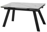 Стол МОРИС-2 140 цвет БЕЛЫЙ МРАМОР АКТИВНЫЙ, керамика / Черный каркас