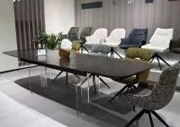 Стол LAURITS 200 GOLDEN, стекло BUBBLE  / Прозрачный каркас ®DISAUR