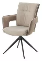 Стул KINNET 360 град. поворот.  MOHAIR-110 / CASTEL-15 Бежевый,ткань/ Тем.-серый каркас, ®DISAUR