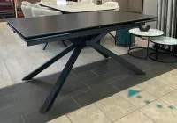 Стол ТАНГО 160 CALACATTA GOLD , керамика / Черный каркас, М-City