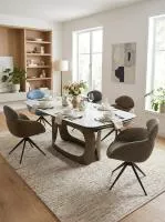 Стол ЛУССО (LUSSO) 200 БЕЛЫЙ МРАМОР TL-326, испанская керамика / Теплый графит каркас, ®DISAUR