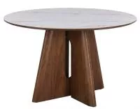 Стол КАПРИКОРН (CAPRICORN) 120 цвет WHITE MARBLE, керамика / орех темный