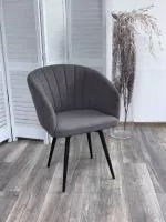 Стул МИШЕЛЬ 360 град. поворот. B28 Темно-серый, велюр / черный каркас, М-City