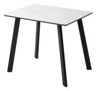 Стол ТИК ТАК 90  цвет Белый мрамор MATTE, керамика / Черный каркас