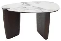 Стол кофейный DAG FENDI WHITE керамика на стекле/массив/ МДФ, облицованный дубовым шпоном ®DISAUR