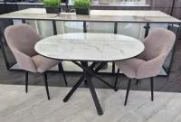 Стол СТЮАРТ D90 цвет ОНИКС, керамика / Черный каркас