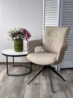 Стул KINNET 360 град. поворот.  MOHAIR-110 / CASTEL-15 Бежевый,ткань/ Тем.-серый каркас, ®DISAUR