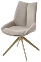 Стул ОСКАР (OSKAR) 360 град, цвет КРЕМОВЫЙ (RIELY-111/PRESENT-120), ткань / ШАМПАНЬ каркас, ®DISAUR