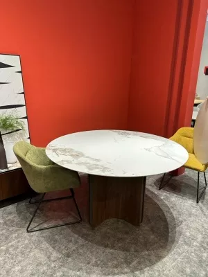 Стол CASTELA 135 Белый мрамор CA071, керамика / Орех, ®DISAUR