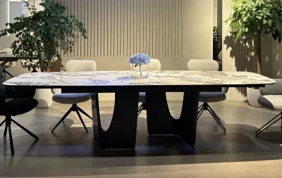 Стол BIRGER 200 KL-188 Контрастный мрамор, итальянская керамика, ®DISAUR