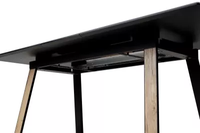 Стол Франк 160 ГРАФИТ, стекло / ДУБ ГАЛИФАКС-ЧЕРНЫЙ, М-City