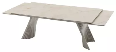 Стол ГОРАЦИО 200 см - 280 см раскладной, цвет Остра Бьянко (OSTRA BIANCO GLOSSY), керамика / Латте