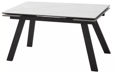 Стол МОРИС-2 140 цвет MATTE БЕЛЫЙ МРАМОР, керамика / Черный каркас
