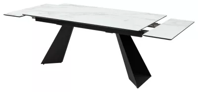 Стол Купер 160 БЕЛЫЙ МРАМОР, черная шагрень, стекло / ЧЕРНЫЙ