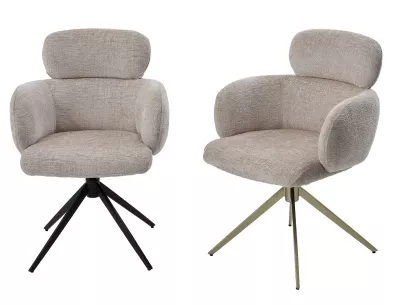 Стул САМУЭЛЬ (SAMUEL 360 град, цвет МОЛОЧНЫЙ SOLO-111, ткань / ШАМПАНЬ каркас, ®DISAUR