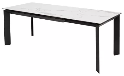 Стол CREMONA 140 HIGH GLOSS STATUARIO Белый мрамор глянцевый, керамика/ черный каркас, ®DISAUR