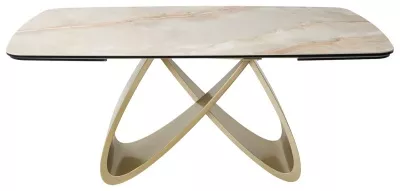 Стол PALACIO 180  GLOSS GRAND JADE,керамика на стекле/ Шампань, ®DISAUR