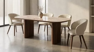 Стул ПИОЛА (PIOLA), цвет СВЕТЛО-БЕЖЕВЫЙ CITY-102, букле / ОРЕХ каркас,  ®DISAUR