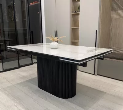 Стол АРИЯ 160 Пандора (PANDORA LIGHT), керамика / Черный каркас