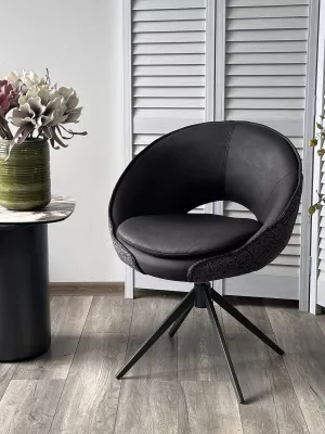 Стул ANABEL 360 град. поворот Черный  Maison 99# / OTE COBBLE 457 / серый каркас, ®DISAUR