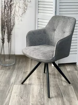 Стул НОРМАН 360 град., цвет BELLA-13/CYPRUS-10 серый, шенилл/замша / черный каркас М-City