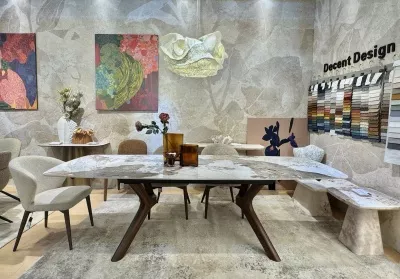 Стол КИРАН (KIRAN) 180 цвет ПАНДОРА (GLOSS LUXURY PANDORA SOLID CERAMIC) / Орех темный, ®DISAUR