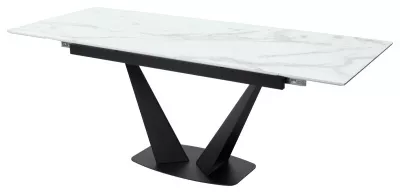 Стол Ниагара 160 БЕЛЫЙ МРАМОР, стекло / ЧЕРНЫЙ, М-City
