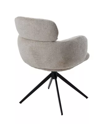 Стул САМУЭЛЬ (SAMUEL) 360 град, цвет МОЛОЧНЫЙ SOLO-111, ткань / ЧЕРНЫЙ каркас, ®DISAUR