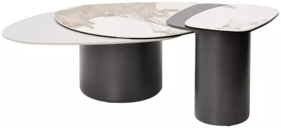 Стол кофейный ARVID PANDORA  керамика на стекле/ окрашенный МДФ / темно-серый МДФ каркас ®DISAUR