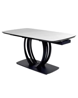 Стол MATERA 160 MARBLES KL-99 Белый мрамор матовый, итальянская керамика/ черный каркас, ®DISAUR