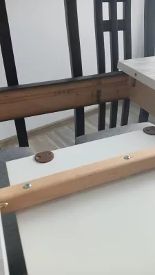 Стол TME-6931 MBH SWEDEN белый мрамор / BB темный орех  M-City