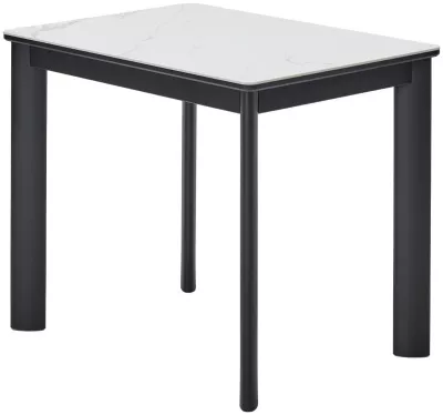Стол ТЕТ-А-ТЕТ 120  Белый мрамор, керамика / Черный каркас М-City