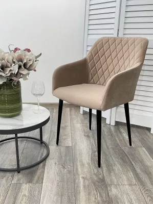 Стул BRANDY-X БЕЖЕВЫЙ #5, велюр / черный каркас М-City