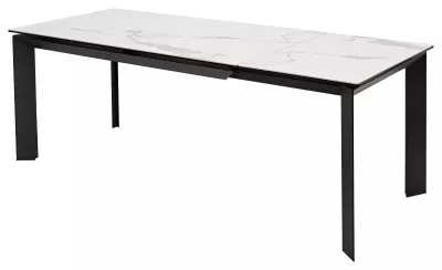 Стол CREMONA 140 MATTE STATUARIO Белый мрамор матовый, керамика/ черный каркас, ®DISAUR
