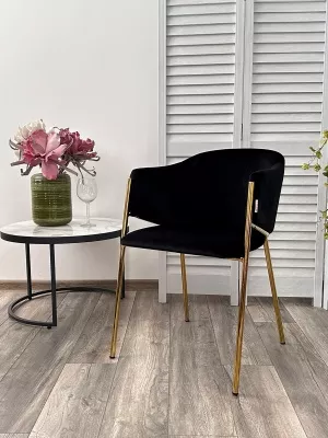 Стул DILL MOMO-47 черный, велюр "беспальчиковый"/ золотой каркас М-City