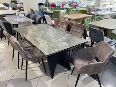 Стол IVAR 180 MARBLES KL-80 Серый мрамор, итальянская керамика, ®DISAUR